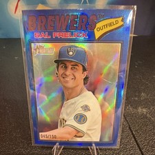 2026 Topps Heritage Chrome Blue Refractor #195 Sal Frelick /150 Brewers MLB
