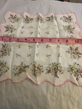 Vintage Yellow  Pink Floral Hankie VGC  