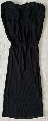 NWT Bordeaux Anthropologie Sheer Pleated Short Sleeve Black Dress Wm XS