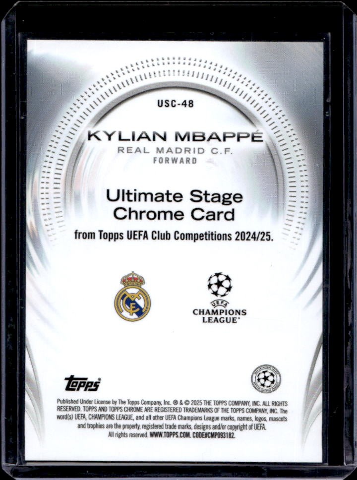 2024-25 Topps UEFA Kylian Mbappe Ultimate Stage Chrome #USC-48 Real Madrid view 2