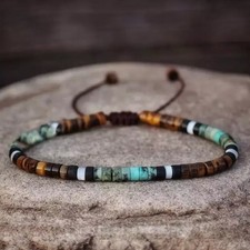 African  Tiger Eye Beads Healing Dainty Women Men Bracelet US