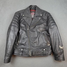 Flying Bikes Oakwood Jacket Mens XL Black Leather Motorcycle Belted Thinsulate