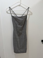 Windsor Plaid Mini Dress Black and White Checkered Bodycon, Size M