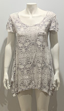 Fresh Produce White/Grey Vintage Drape Tee Tunic USA Made Cotton NWT-SMALL
