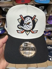 New Era Anaheim Ducks SnapBack Hat 9Fifty AF Off White Black Red Accents