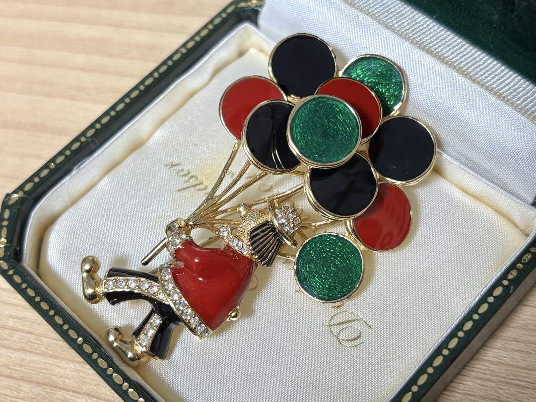 Rare CINER Vintage Enamel Balloon Red Green Brooch from Rare CINER Vintage Enamel Balloon Red Green Brooch from