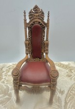 VINTAGE MINIATURE DOLLHOUSE ENGLAND ORNATE BROWN RESIN ROYAL RENAISSANCE CHAIR