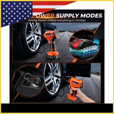 Portable Air Compressor 160PSI Max Dual Power Tire Inflator for Car Bike