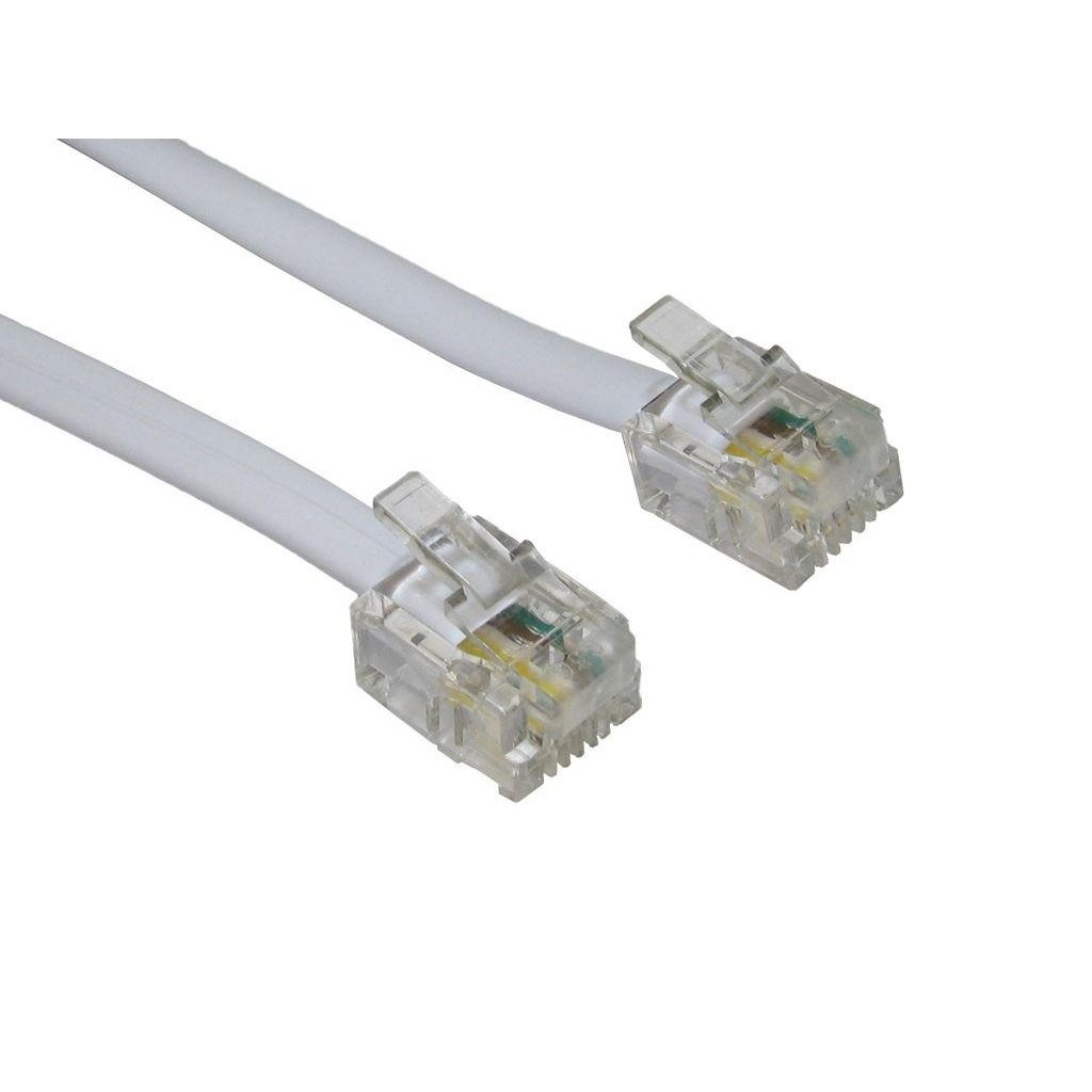 World of Data 10m RJ11 Male BT Broadband Cable ADSL Modem Router 10m, White