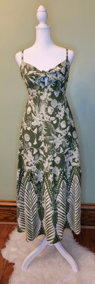 Sofia Jeans by Sofia Vergara Tie Front Cutout Maxi Dress XS Amazonia Green Pocke