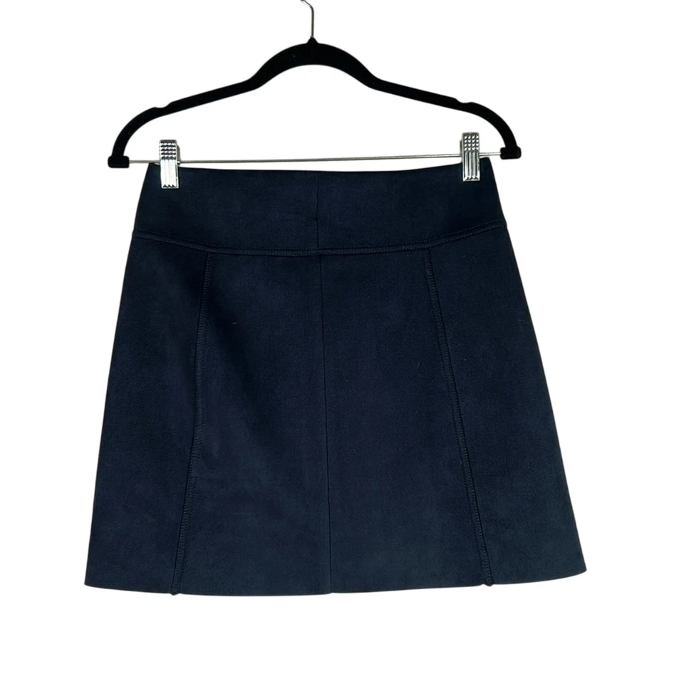 Joe Fresh Navy Blue Suede Like Fit & Flare Business Career Mini Skirt Size XS - Image 3 of 4