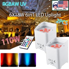2pcs LED Uplight 6 18W Battery Powered Wifi Voice Control Smart Stage Lighting