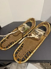 Vintage Sherpa Snow Claw Snow Shoes Featherweight Aluminum Leather Gold 31 x 9