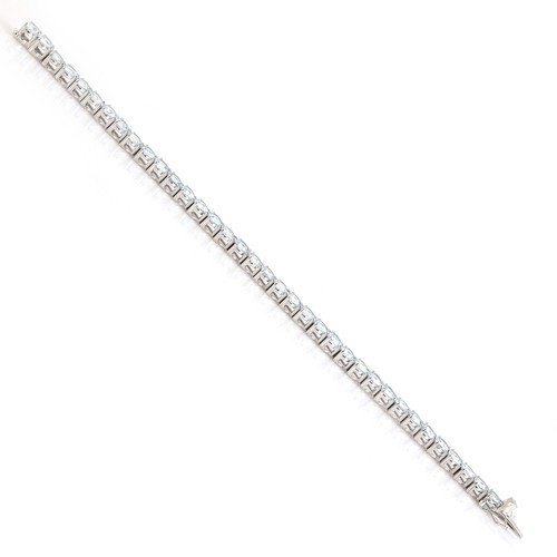 18KT White Gold Aquamarine Tennis Bracelet 13.52 Ct Blue Gem Gift Jewelry Women - Picture 4 of 6
