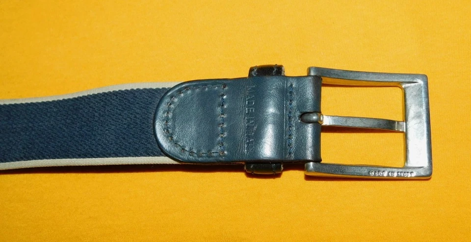 CINTURÓN PAUL & SHARK MADE IN ITALY GRIS/BLANCO ROTO ALGODÓN/CUERO TALLA 42/105cm.. Foto 3 de 4