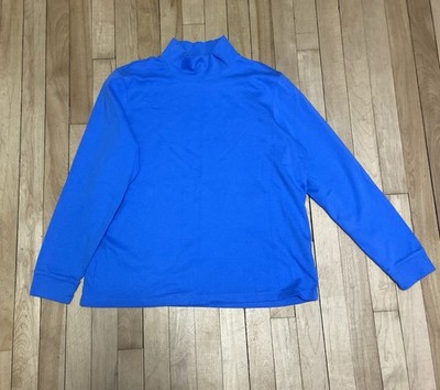L.L. Bean Light Blue Mock Turtleneck 100% Cotton Knit Soft Light Blue Reg XL