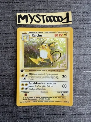 Carte Pokémon Raichu 14/102 Holo Edition 1 Set De Base Wizards Français Occasion - Photo 1/4
