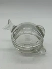 Anchor Hocking Clear Glass 3 1/2" Fish Shaped Trinket Dish w/ Lid Vintage