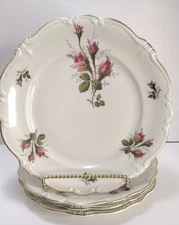 Lot of 4 Rosenthal POMPADOUR Moss Rose Ivory 10" Dinner Plates