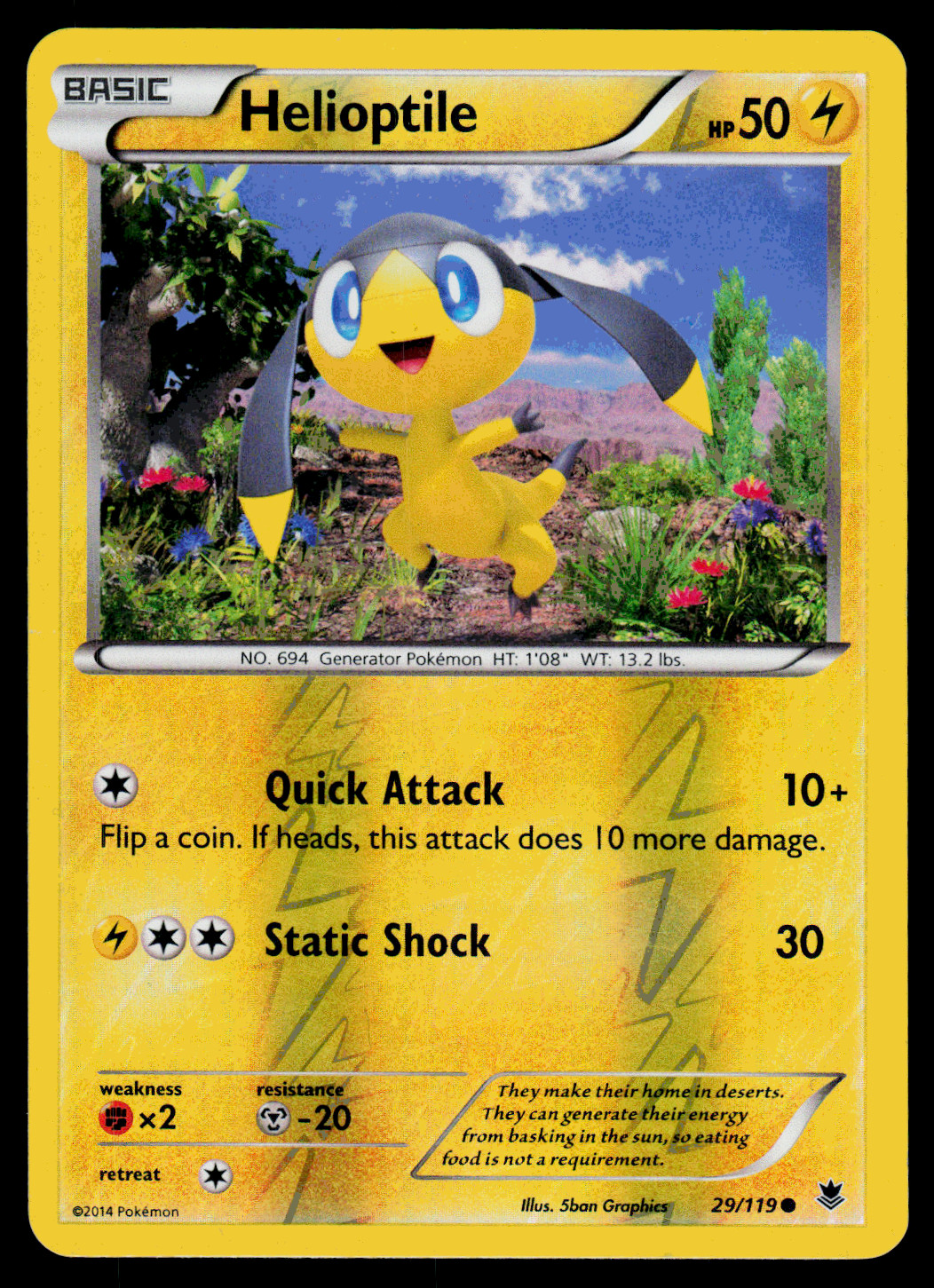 Pokemon Card XY Phantom Forces Helioptile 29/119 Reverse Holo - NM/LP