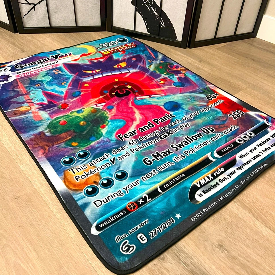 Alfombra de anime Pokemon Gengar Vmax alfombra de poliéster suave Foto 2 de 4