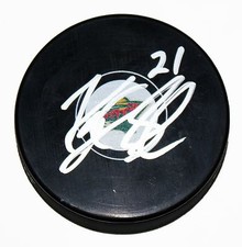 KYLE BRODZIAK SIGNED MINNESOTA WILD Puck NHL STAR AUTOGRAPHED +COA