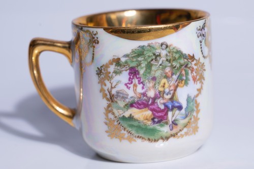 Piccola tazza da caffè da tè vintage Winterling Baviera Germania dipinta a mano oro - Foto 3 di 6