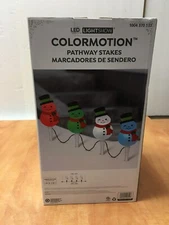 Gemmy Lightshow 4-Marker Color Changing 12" Snowman Christmas Pathway Markers 
