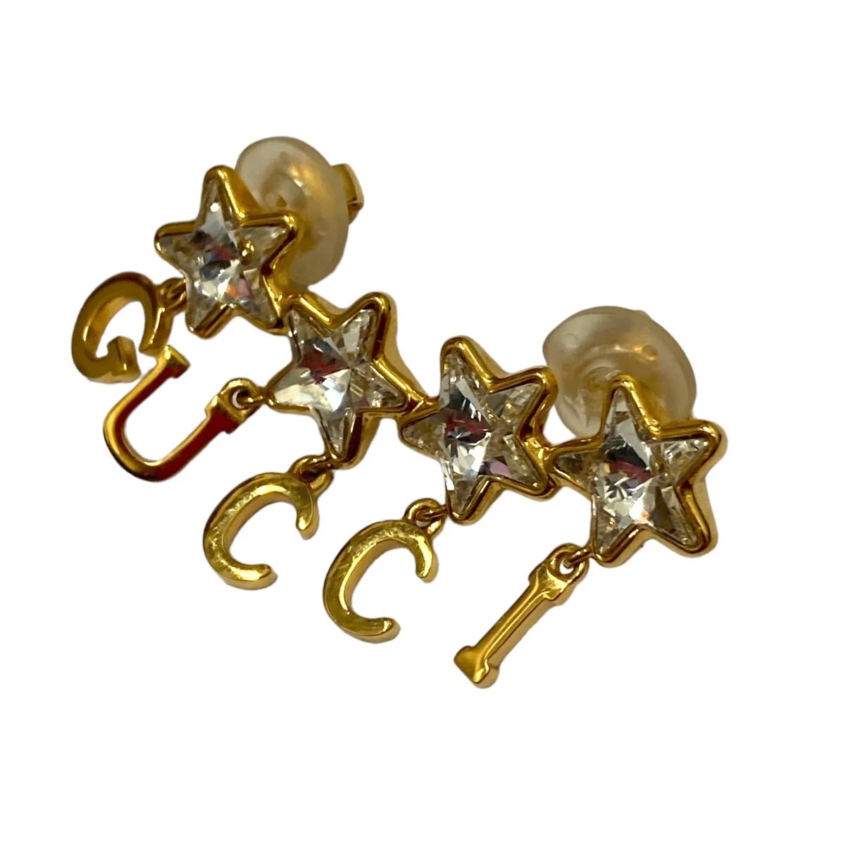 Boucles d'oreilles script logo GUCCI or simple TAILLE UNIQUE accessoires femmes larg cm