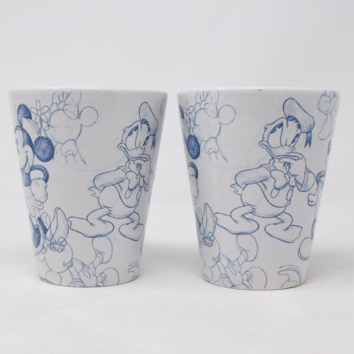 2 Disney Sketch Mug Mickey Minnie Mouse Goofy Donald Duck Pluto Blue White Cup - Picture 2 of 10