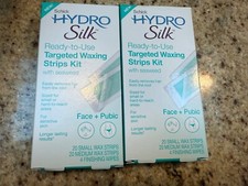 2x Schick Hydro Silk Waxing Strips - Kit 20 Small  20 Medium 4 Finishing Wipes