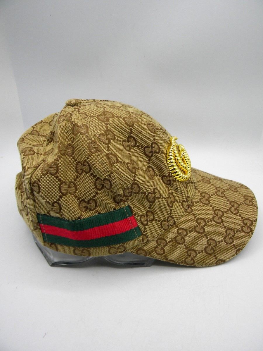 Gucci GG Monogram Web Stripe Beige Hat Size L (C22) | eBay