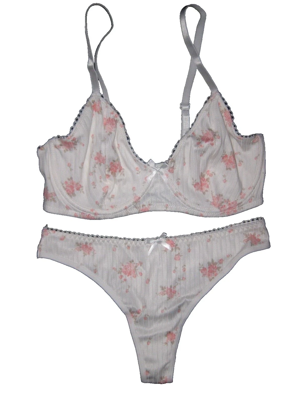 Juegos de sujetadores y bralette florales blancos para mujer