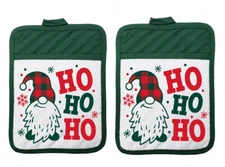 Set of 2 - 9"x7" Pocket Pot Holders - Ho Ho Ho Christmas Gnome - scph023