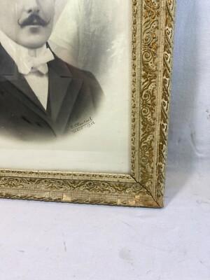 Ancien portrait d'un jeune homme fixé sous verre époque Empire