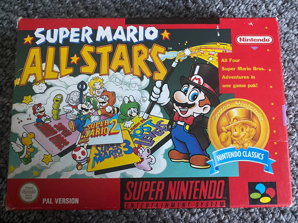 Super Mario All-stars SNES. Rare, Complete, Red Box Version. PAL Super  Nintendo