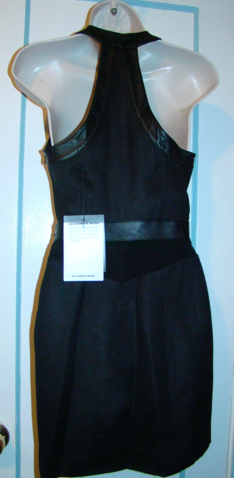 Abito Alexander Wang in pelle di lana nero taglia 0 nuovo con etichetta foderato in seta