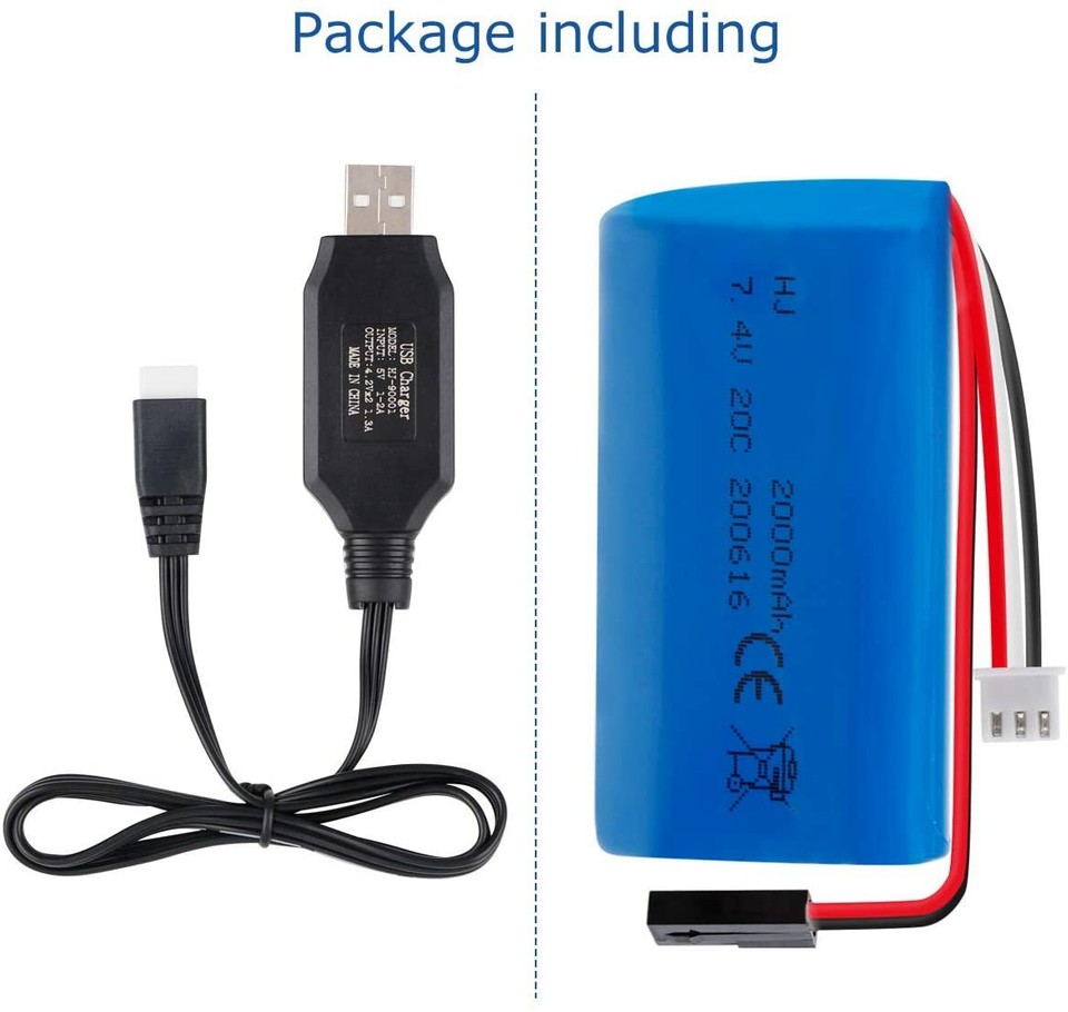 PUOO 2-Pack 7.4V 800mAh LiPo Battery – 5500-2P Plug For 9130/9135/9136/9137/9138/9145 RC Cars (Not T-Plug)