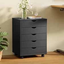 ZUNMOS 5 Drawer Chest Dressers Storage Cabinets Wooden Room Organizer with Wheel