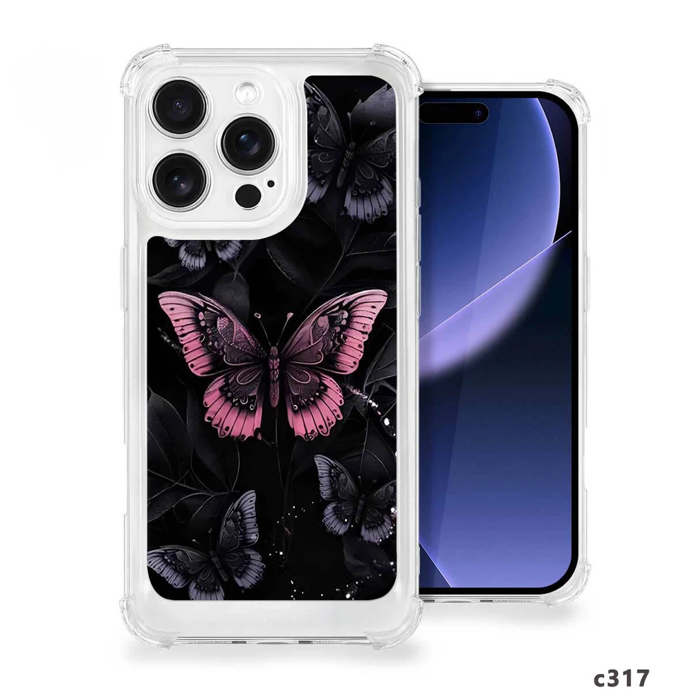 iPhone 14 Pro Max 15 16 Plus Samsung A56 A16 Butterfly TPU Case