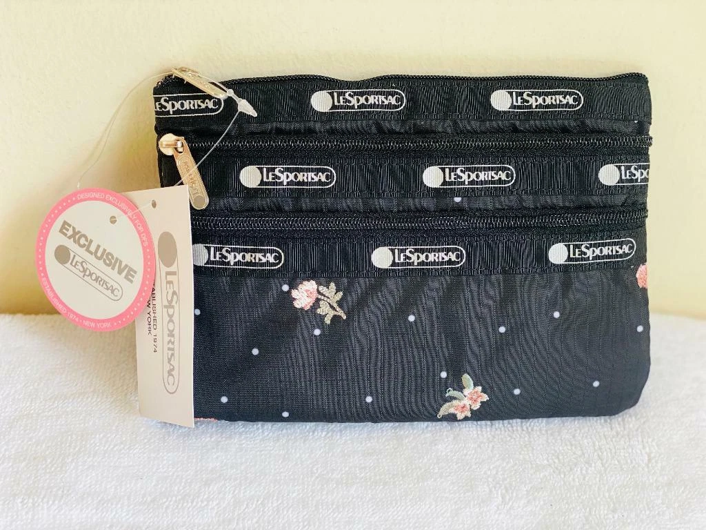 Lesportsac three zipper cosmetic hotsell bag