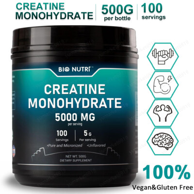 Supplements Creatine Monohydrate Powder 500g - 5000mg Per Serving-100 Servings