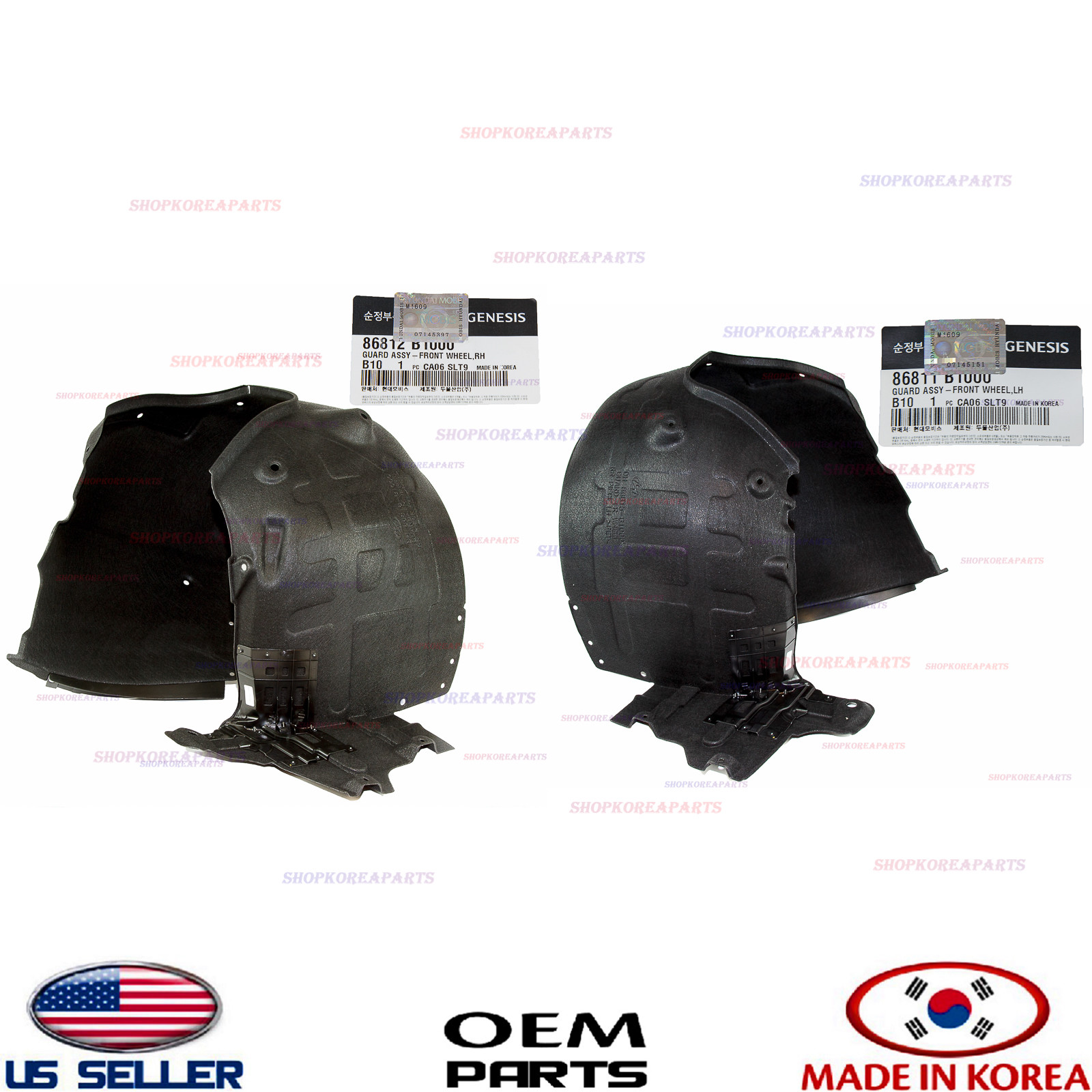 Fender Liners Inner Guards Right & Left Genesis Sedan 2015-2016  