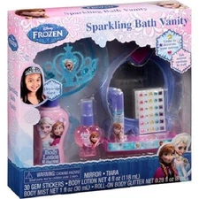 Disney Frozen Sparkling Bath Vanity with Tiara and Sticker Earrings Lotion 