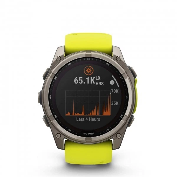 Garmin Fenix 8 51 mm Zafiro Solar Titanio DLC con Banda Amarilla 010-02907-20 Foto 2 de 3