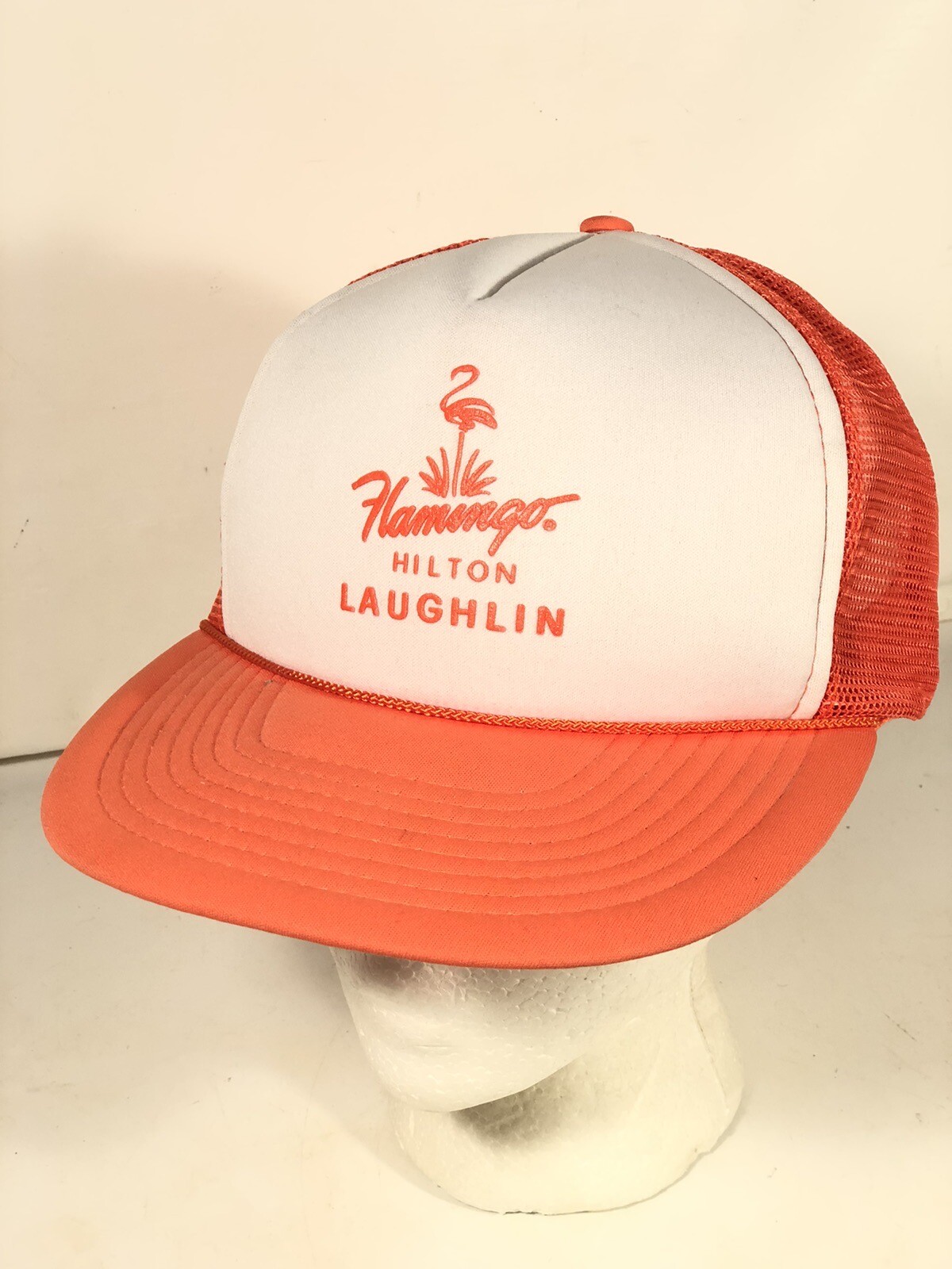 Vintage Flamenco Hilton Laughlin Casino Sombrero Naranja Ajustable Camionero 80s