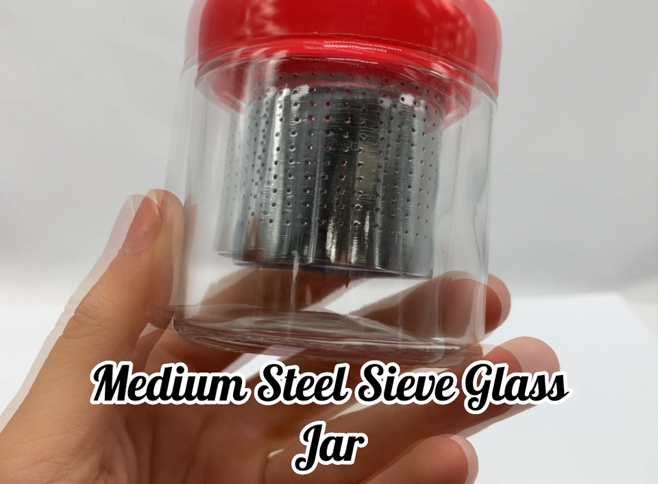 MEDIUM Steel Sieve Glass Jar For Cleaning Watch Parts or Items of