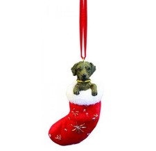LABRADOR CHOCOLATE DOG STOCKING CHRISTMAS SANTAS LITTLE PALS ORNAMENT HOLIDAY