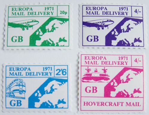 Großbritannien - 4x Europa Postzustellung 1971 - Luft, Zug, Hovercraft postfrisch - Bild 1 von 1