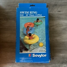 RARE Sevylor 42” Swim Ring Pool Float D42 Vintage NOS Yellow INFLATABLE RAFT TOY